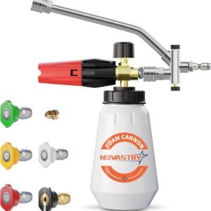High-Pressure Washer Foam Cannon Accessory, Features a Dual-Connector Design, Includes a 1-Liter Capacity Bottle(0.26 Gallons), 5 Nozzles, and an Extension Rod